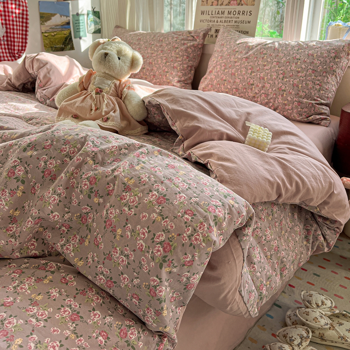 91家纺网 家纺一手货源 找家纺 水墨江南 2026新款加厚仿棉古法水洗棉小布袋款印花四件套 香妃