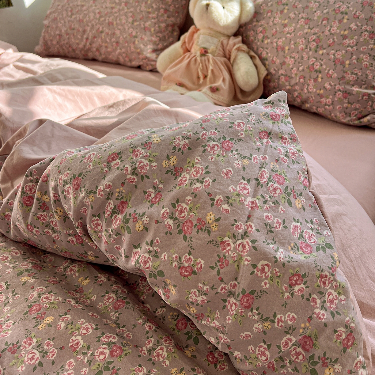 91家纺网 家纺一手货源 找家纺 水墨江南 2026新款加厚仿棉古法水洗棉小布袋款印花四件套 香妃