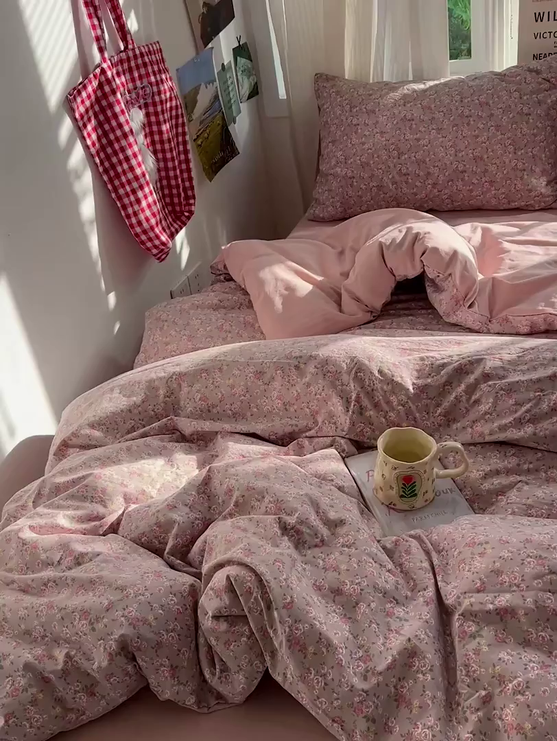 91家纺网 家纺一手货源 找家纺 水墨江南 2026新款加厚仿棉古法水洗棉小布袋款印花四件套 香妃