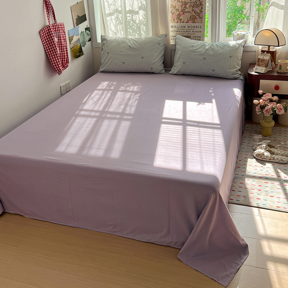 91家纺网 家纺一手货源 找家纺 水墨江南 2026新款加厚仿棉古法水洗棉小布袋款印花四件套 小浪漫