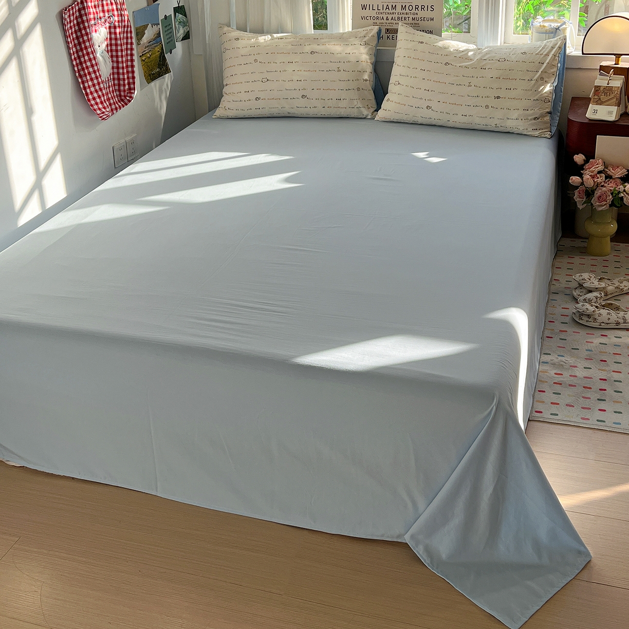 91家纺网 家纺一手货源 找家纺 水墨江南 2026新款加厚仿棉古法水洗棉小布袋款印花四件套 小猫钓鱼