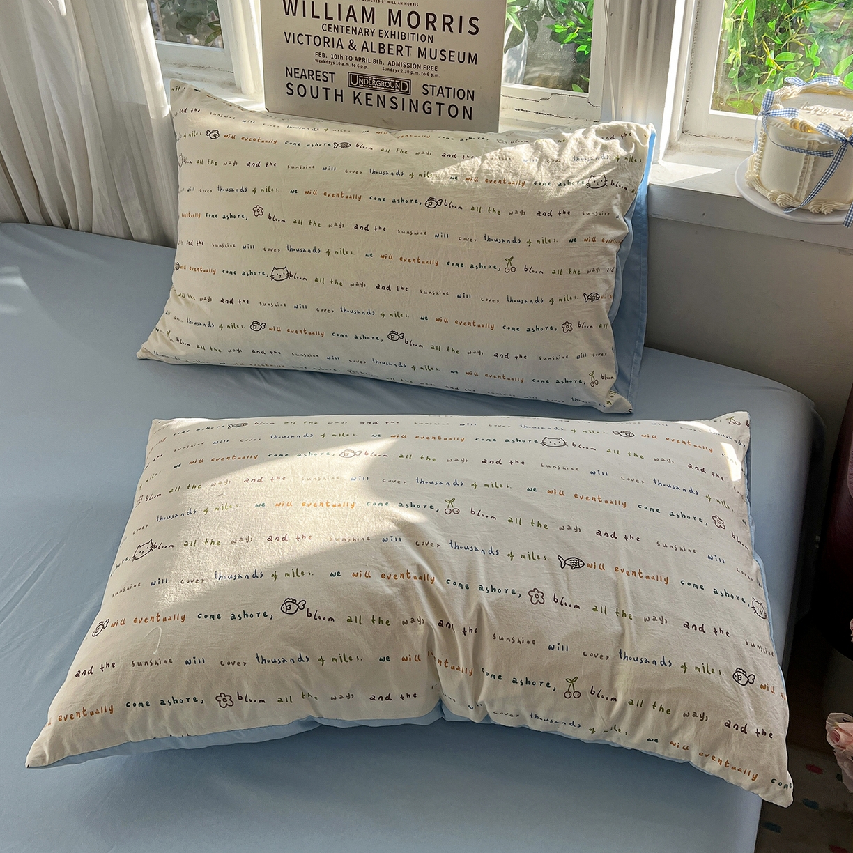 91家纺网 家纺一手货源 找家纺 水墨江南 2026新款加厚仿棉古法水洗棉小布袋款印花四件套 小猫钓鱼