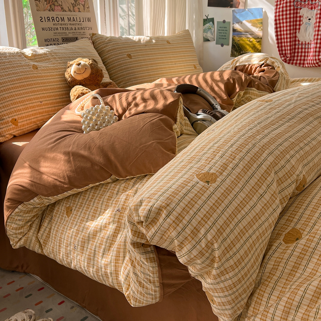 91家纺网 家纺一手货源 找家纺 水墨江南 2026新款加厚仿棉古法水洗棉小布袋款印花四件套 小南瓜