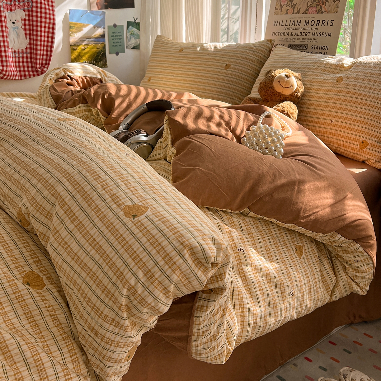 91家纺网 家纺一手货源 找家纺 水墨江南 2026新款加厚仿棉古法水洗棉小布袋款印花四件套 小南瓜