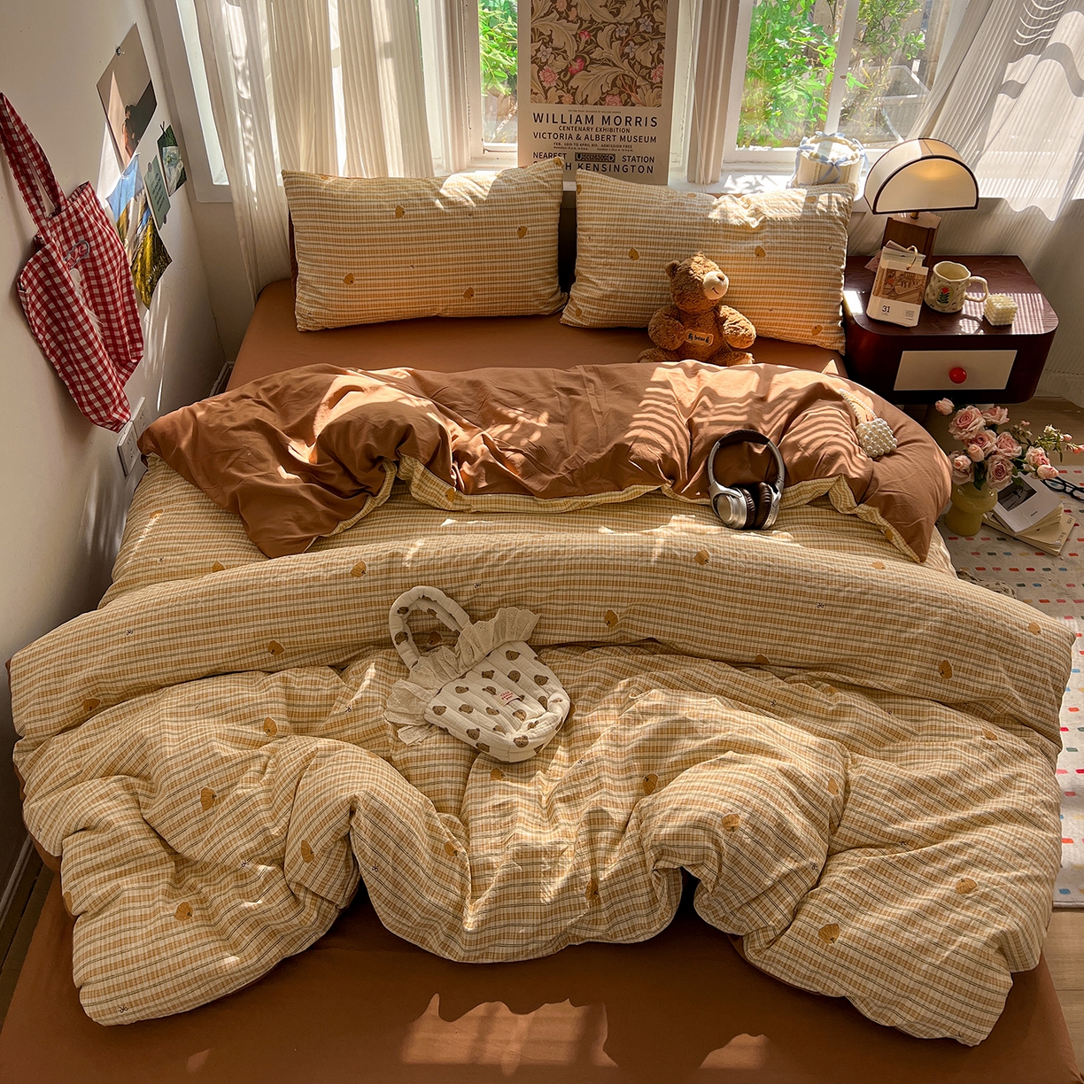 91家纺网 家纺一手货源 找家纺 水墨江南 2026新款加厚仿棉古法水洗棉小布袋款印花四件套 小南瓜