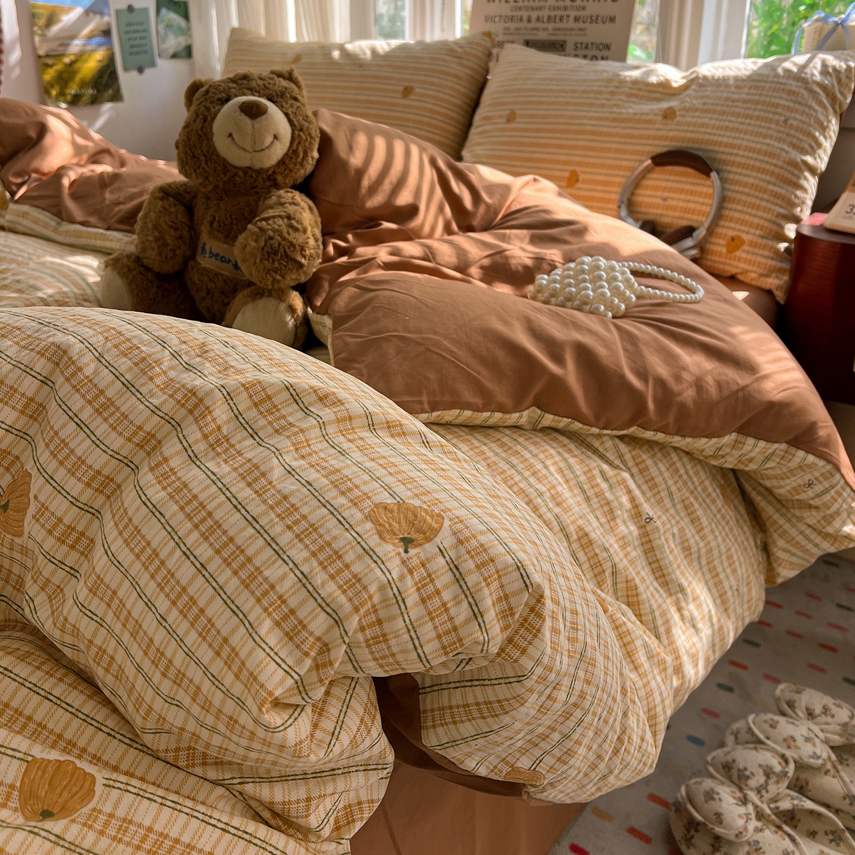 91家纺网 家纺一手货源 找家纺 水墨江南 2026新款加厚仿棉古法水洗棉小布袋款印花四件套 小南瓜