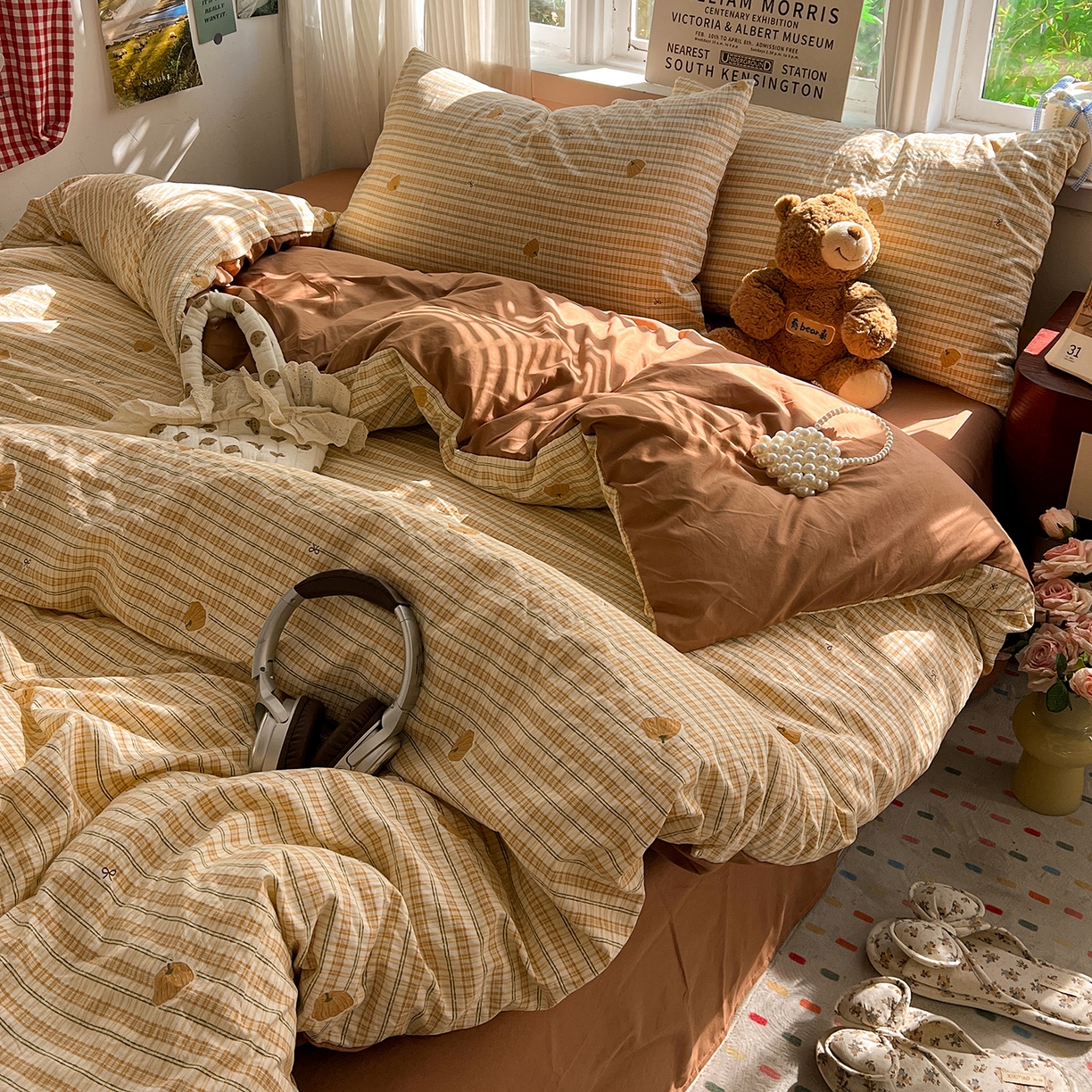 91家纺网 家纺一手货源 找家纺 水墨江南 2026新款加厚仿棉古法水洗棉小布袋款印花四件套 小南瓜