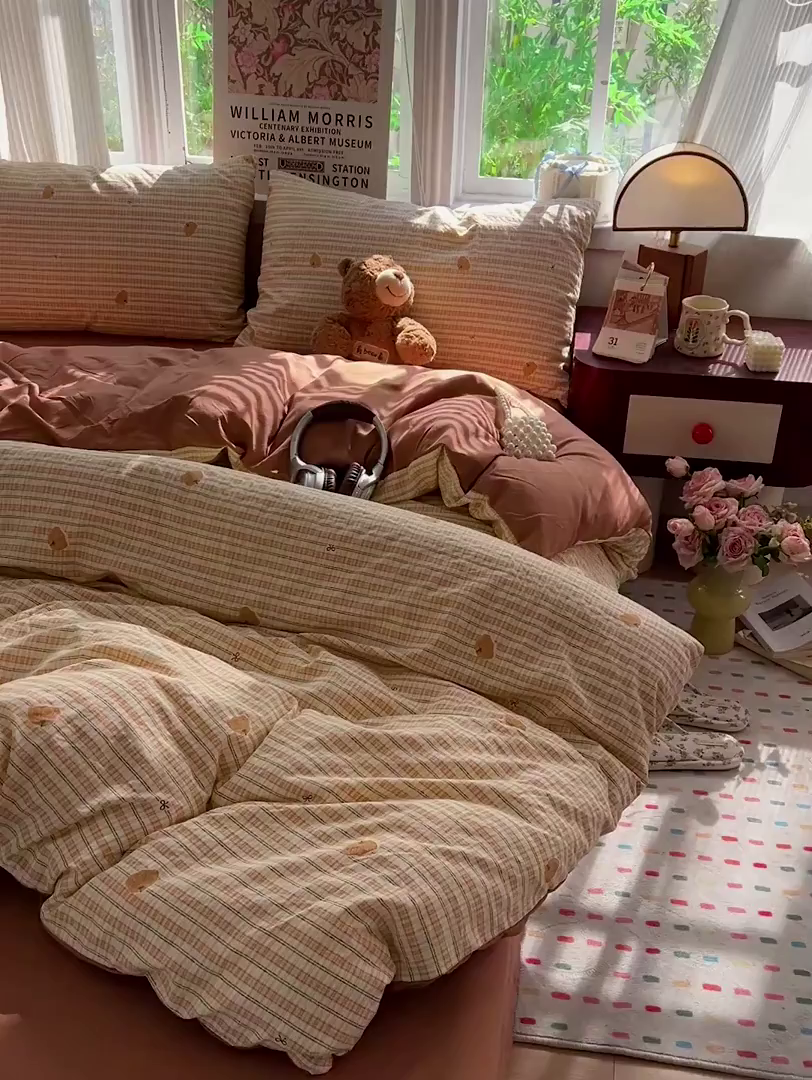 91家纺网 家纺一手货源 找家纺 水墨江南 2026新款加厚仿棉古法水洗棉小布袋款印花四件套 小南瓜