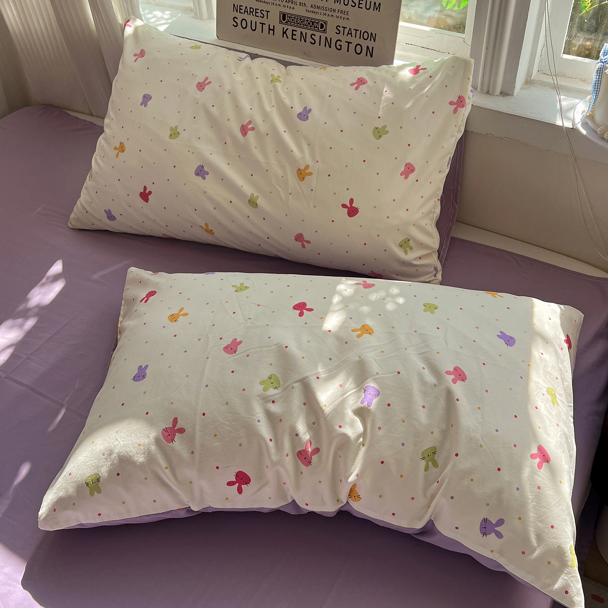 91家纺网 家纺一手货源 找家纺 水墨江南 2026新款加厚仿棉古法水洗棉小布袋款印花四件套 小兔波波