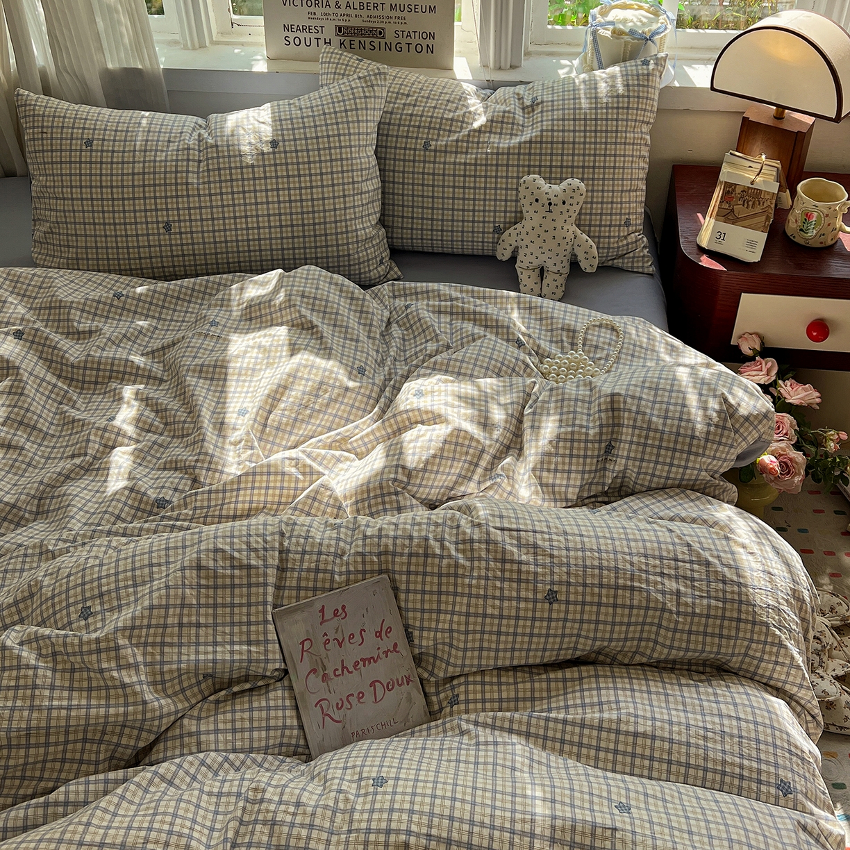 91家纺网 家纺一手货源 找家纺 水墨江南 2026新款加厚仿棉古法水洗棉小布袋款印花四件套 小星星