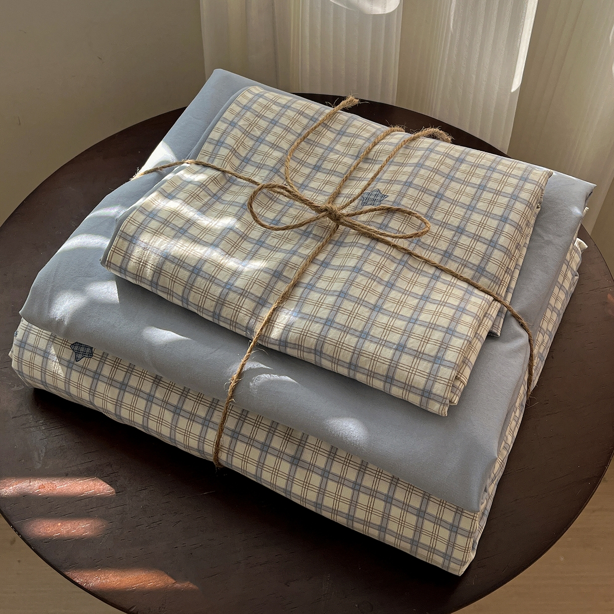 91家纺网 家纺一手货源 找家纺 水墨江南 2026新款加厚仿棉古法水洗棉小布袋款印花四件套 小星星