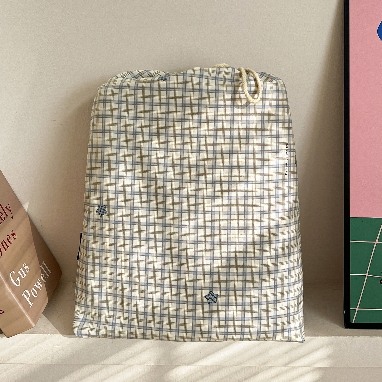 91家纺网 家纺一手货源 找家纺 水墨江南 2026新款加厚仿棉古法水洗棉小布袋款印花四件套 小星星