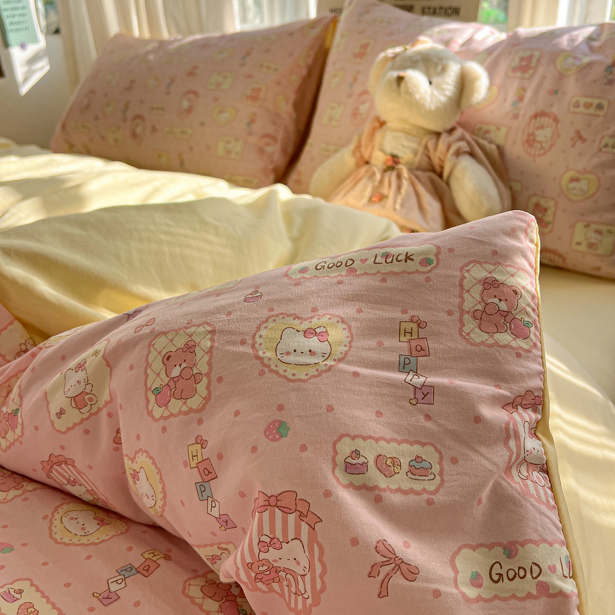 91家纺网 家纺一手货源 找家纺 水墨江南 2026新款加厚仿棉古法水洗棉小布袋款印花四件套 幸运喵