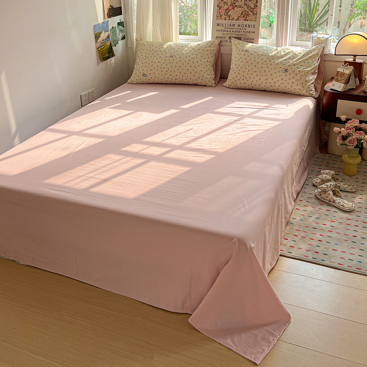 91家纺网 家纺一手货源 找家纺 水墨江南 2026新款加厚仿棉古法水洗棉小布袋款印花四件套 性感小狗