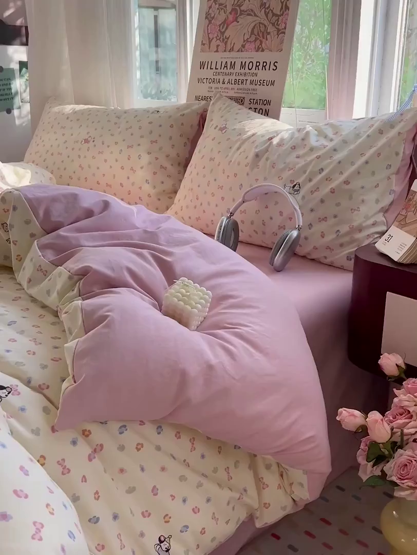 91家纺网 家纺一手货源 找家纺 水墨江南 2026新款加厚仿棉古法水洗棉小布袋款印花四件套 性感小狗