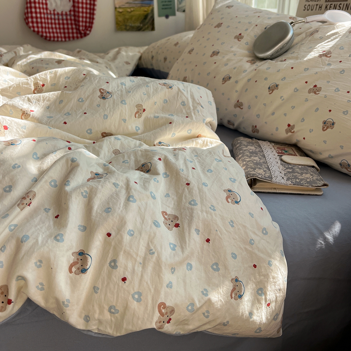 水墨江南 2026新款加厚仿棉古法水洗棉小布袋款印花四件套 性感小象