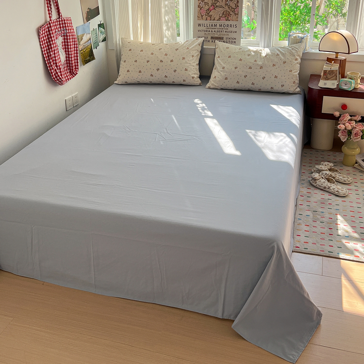 91家纺网 家纺一手货源 找家纺 水墨江南 2026新款加厚仿棉古法水洗棉小布袋款印花四件套 性感小象