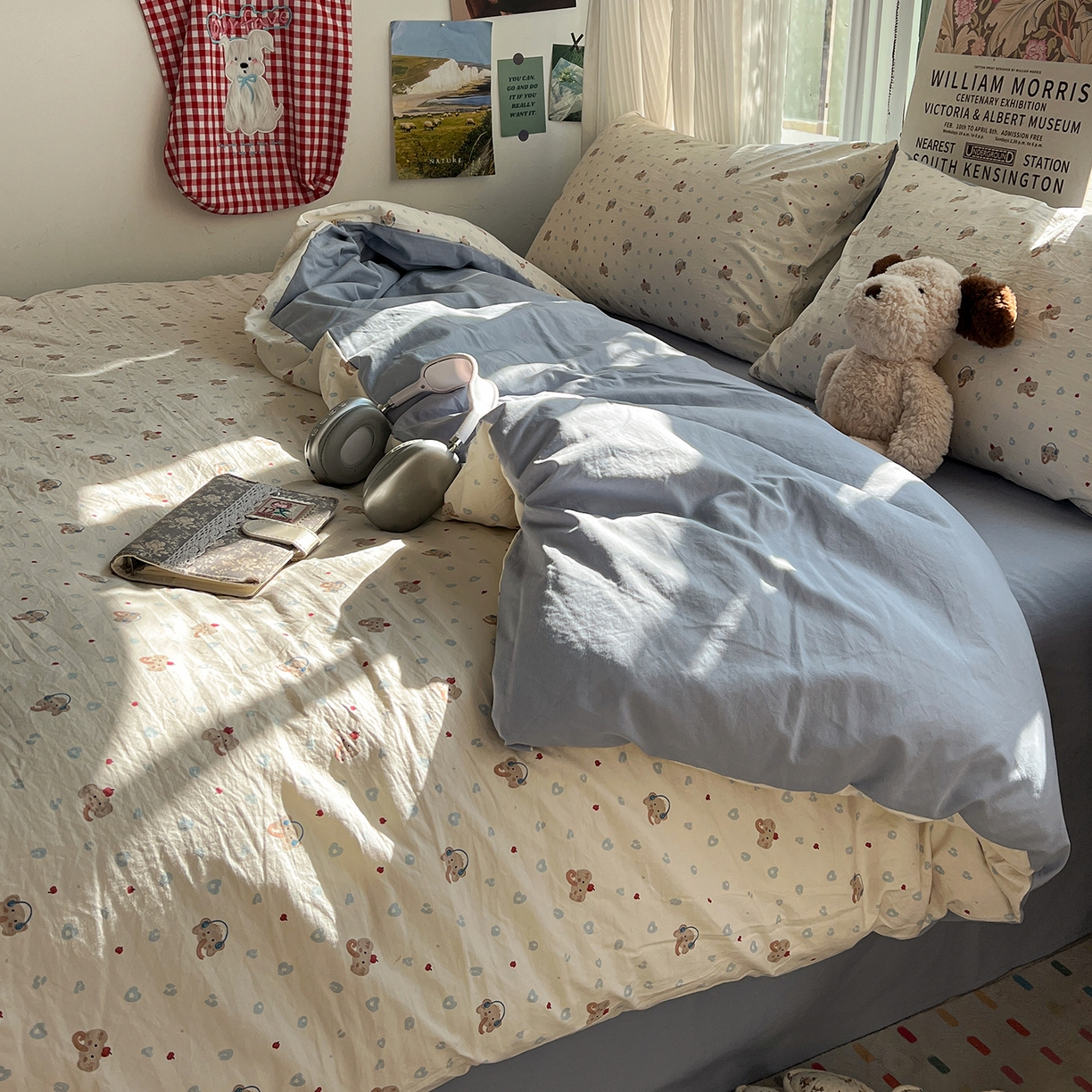 91家纺网 家纺一手货源 找家纺 水墨江南 2026新款加厚仿棉古法水洗棉小布袋款印花四件套 性感小象