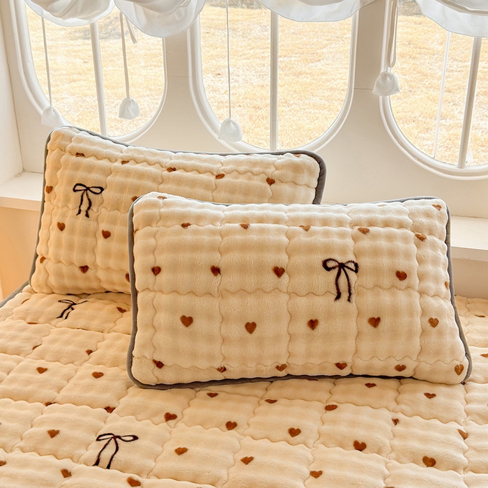 91家纺网 家纺一手货源 找家纺 （总）奇丝雅 2025新款泡泡绒枕套加棉加厚冬季保暖毛绒牛奶绒加绒成人家用枕头套枕芯套单人学生宿舍48x74cm