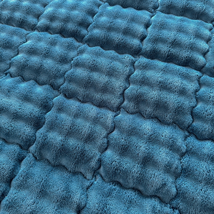 91家纺网 家纺一手货源 找家纺 奇丝雅 2025新款泡泡绒枕套加棉加厚冬季保暖毛绒牛奶绒加绒成人家用枕头套枕芯套单人学生宿舍48x74cm 暖绒蓝