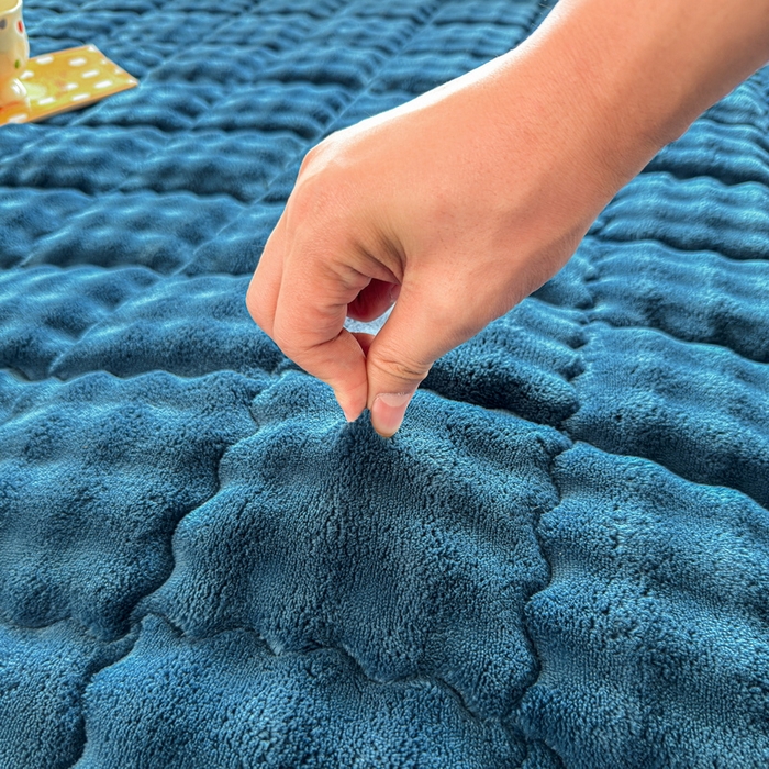 91家纺网 家纺一手货源 找家纺 奇丝雅 2025新款泡泡绒枕套加棉加厚冬季保暖毛绒牛奶绒加绒成人家用枕头套枕芯套单人学生宿舍48x74cm 暖绒蓝