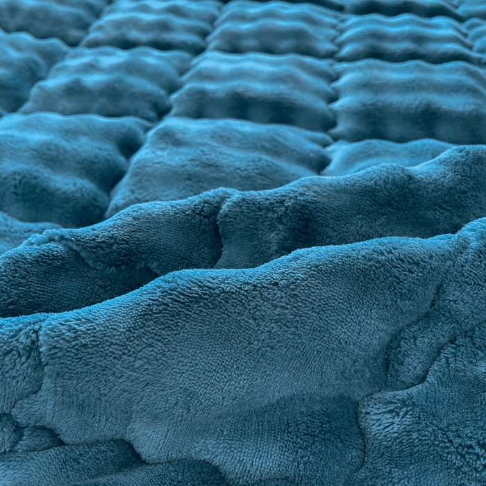 91家纺网 家纺一手货源 找家纺 奇丝雅 2025新款泡泡绒枕套加棉加厚冬季保暖毛绒牛奶绒加绒成人家用枕头套枕芯套单人学生宿舍48x74cm 暖绒蓝