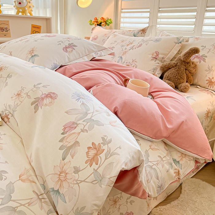 91家纺网 家纺一手货源 找家纺 名优家纺 2026新款60S13374高支密全棉印花纯色四件套 与美集