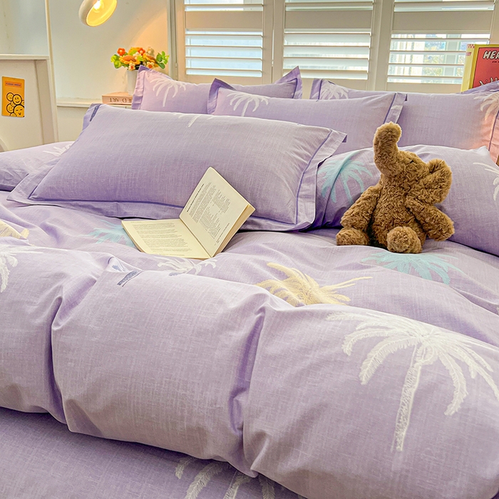 91家纺网 家纺一手货源 找家纺 名优家纺 2026新款60S13374高支密全棉印花纯色四件套 云璟-紫