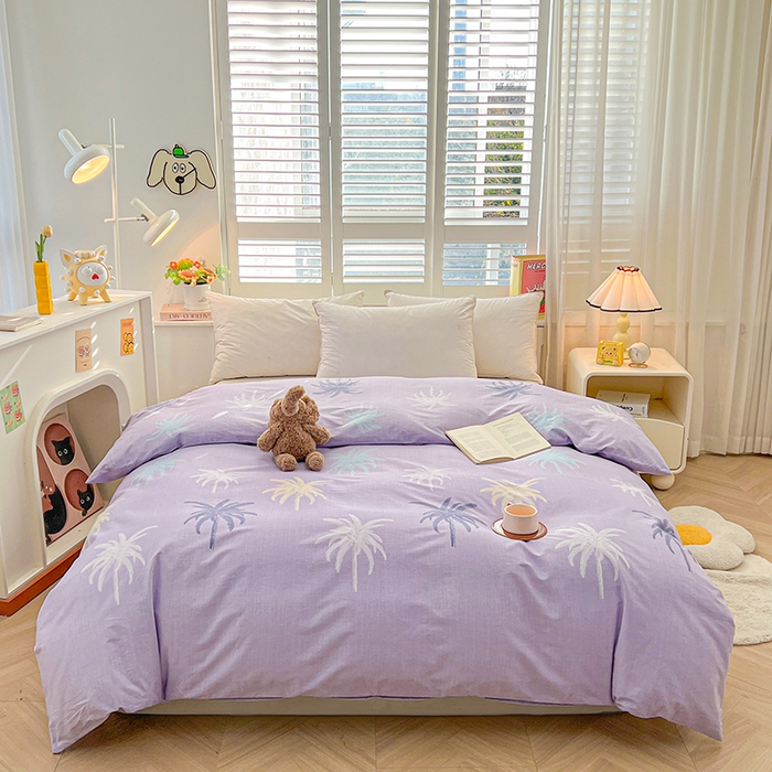 91家纺网 家纺一手货源 找家纺 名优家纺 2026新款60S13374高支密全棉印花纯色四件套 云璟-紫