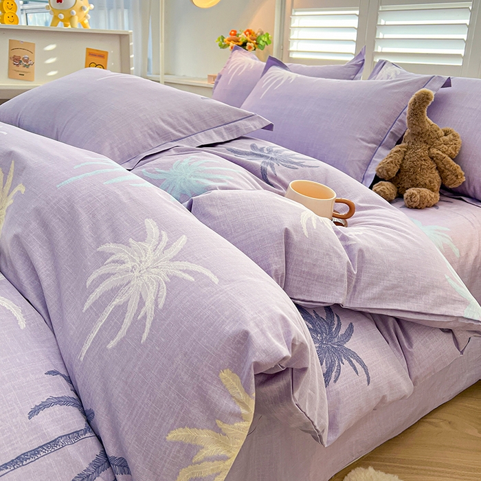 91家纺网 家纺一手货源 找家纺 名优家纺 2026新款60S13374高支密全棉印花纯色四件套 云璟-紫