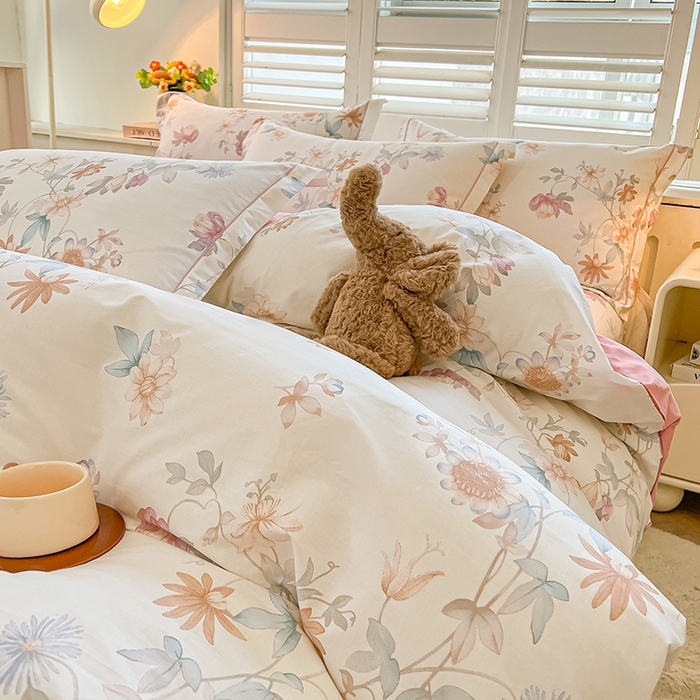 91家纺网 家纺一手货源 找家纺 名优家纺 2026新款60S13374高支密全棉印花纯色四件套 与美集