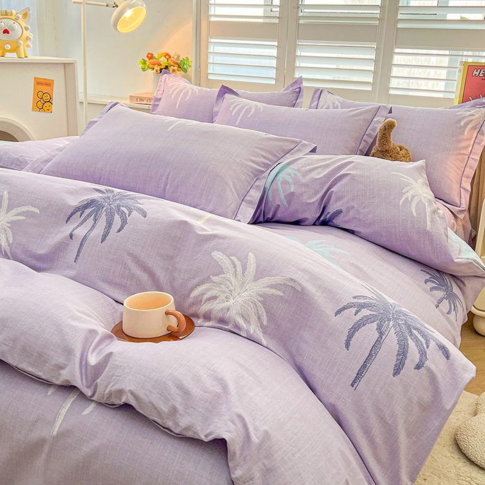 91家纺网 家纺一手货源 找家纺 名优家纺 2026新款60S13374高支密全棉印花纯色四件套 云璟-紫