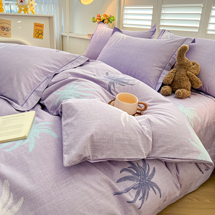 91家纺网 家纺一手货源 找家纺 名优家纺 2026新款60S13374高支密全棉印花纯色四件套 云璟-紫