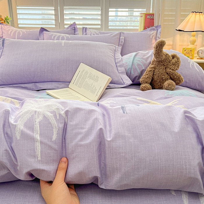 91家纺网 家纺一手货源 找家纺 名优家纺 2026新款60S13374高支密全棉印花纯色四件套 云璟-紫
