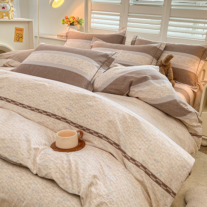 91家纺网 家纺一手货源 找家纺 名优家纺 2026新款60S13374高支密全棉印花纯色四件套 初简