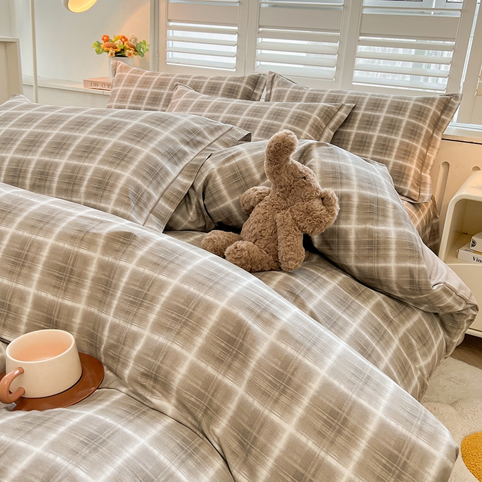 91家纺网 家纺一手货源 找家纺 名优家纺 2026新款60S13374高支密全棉印花纯色四件套 软麻-咖