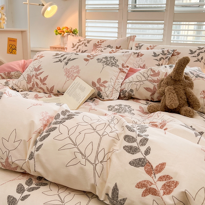 91家纺网 家纺一手货源 找家纺 名优家纺 2026新款60S13374高支密全棉印花纯色四件套 念枝