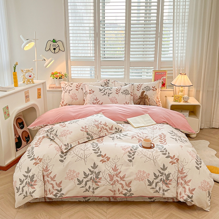 91家纺网 家纺一手货源 找家纺 名优家纺 2026新款60S13374高支密全棉印花纯色四件套 念枝