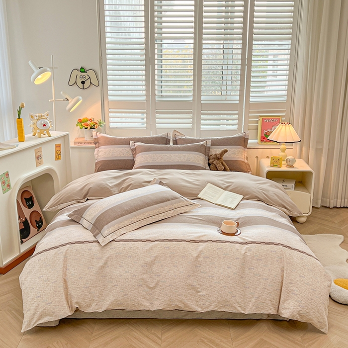 91家纺网 家纺一手货源 找家纺 名优家纺 2026新款60S13374高支密全棉印花纯色四件套 初简