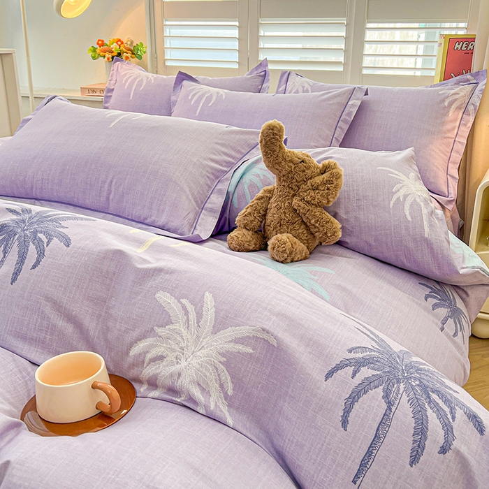 91家纺网 家纺一手货源 找家纺 名优家纺 2026新款60S13374高支密全棉印花纯色四件套 云璟-紫