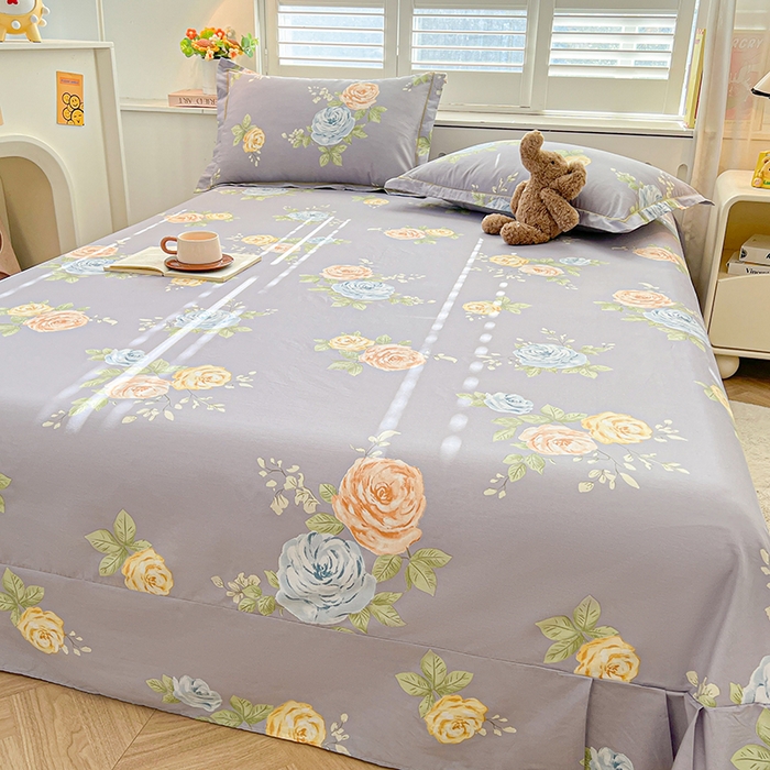 91家纺网 家纺一手货源 找家纺 名优家纺 2026新款60S13374高支密全棉印花纯色四件套 絮棠-灰