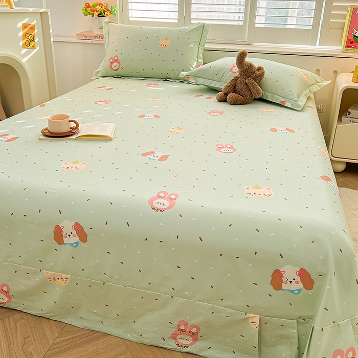 91家纺网 家纺一手货源 找家纺 名优家纺 2026新款60S13374高支密全棉印花纯色四件套 予甜-绿