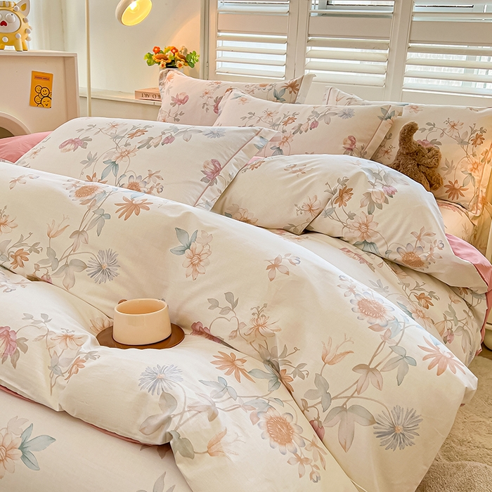 91家纺网 家纺一手货源 找家纺 名优家纺 2026新款60S13374高支密全棉印花纯色四件套 与美集