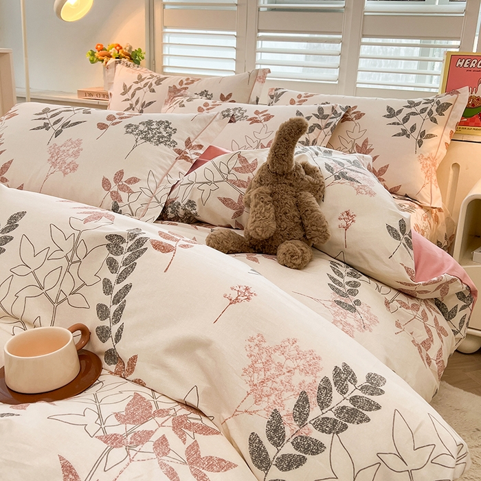 91家纺网 家纺一手货源 找家纺 名优家纺 2026新款60S13374高支密全棉印花纯色四件套 念枝