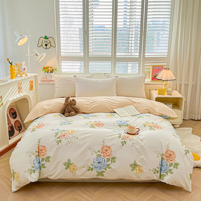 91家纺网 家纺一手货源 找家纺 名优家纺 2026新款60S13374高支密全棉印花纯色四件套 絮棠-米