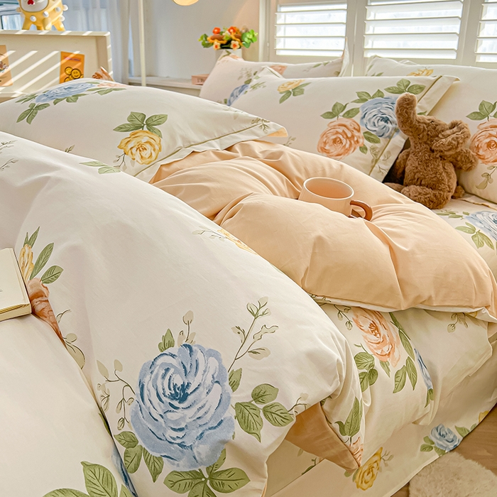 91家纺网 家纺一手货源 找家纺 名优家纺 2026新款60S13374高支密全棉印花纯色四件套 絮棠-米