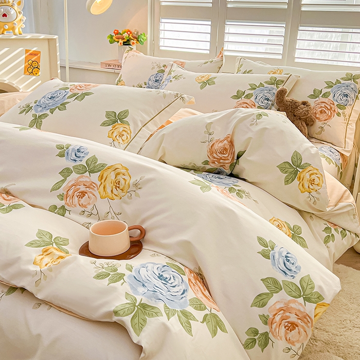 91家纺网 家纺一手货源 找家纺 名优家纺 2026新款60S13374高支密全棉印花纯色四件套 絮棠-米