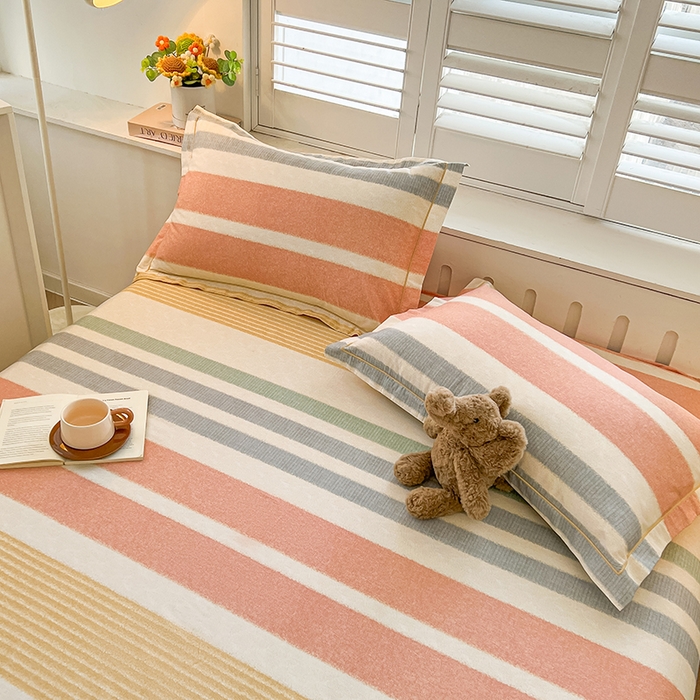 91家纺网 家纺一手货源 找家纺 名优家纺 2026新款60S13374高支密全棉印花纯色四件套 暖冬-桔