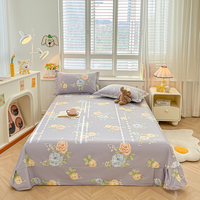 91家纺网 家纺一手货源 找家纺 名优家纺 2026新款60S13374高支密全棉印花纯色四件套 絮棠-灰