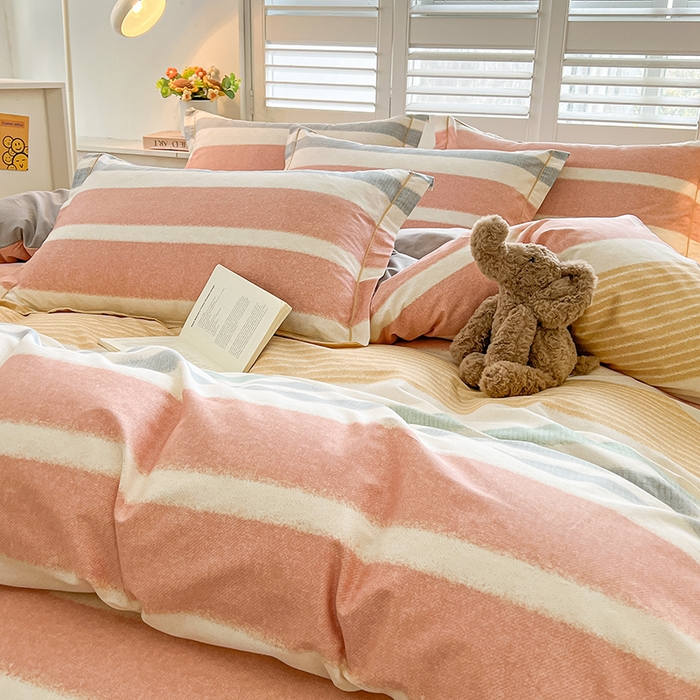 91家纺网 家纺一手货源 找家纺 名优家纺 2026新款60S13374高支密全棉印花纯色四件套 暖冬-桔